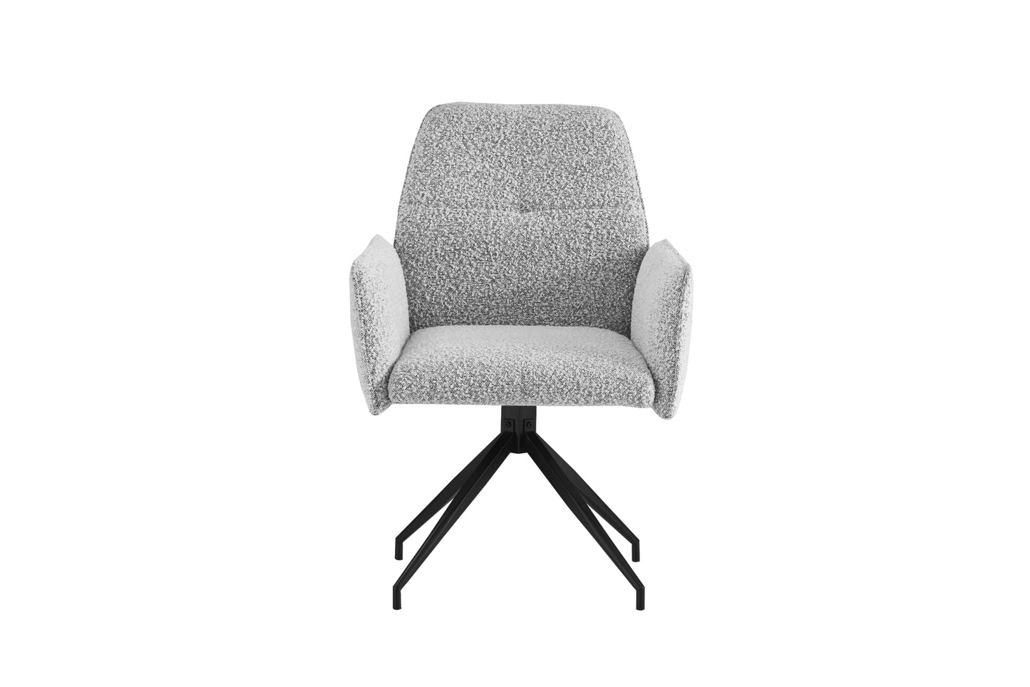 Chaise Carrera Pivotante 360° en Tweed Gris avec Pieds Métal Noir – Tissu Anti-Tache