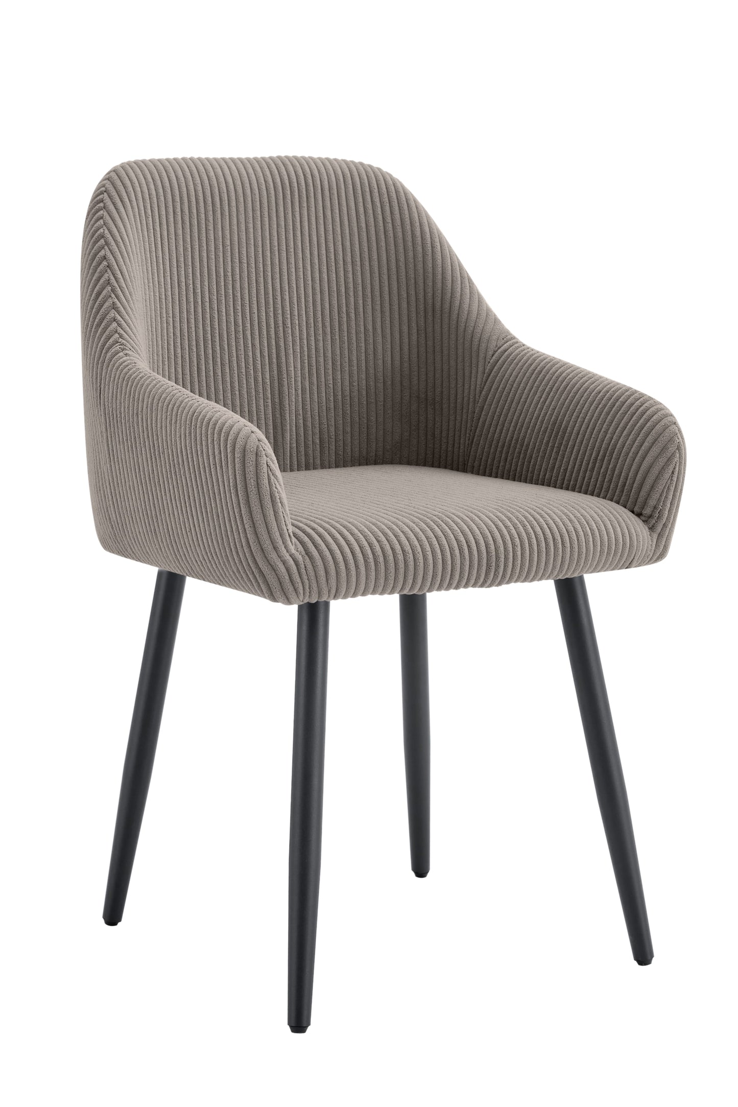 Chaise Peach avec Accoudoirs en Tissu Côtelé et Pieds Métal Noir – Confort et Élégance