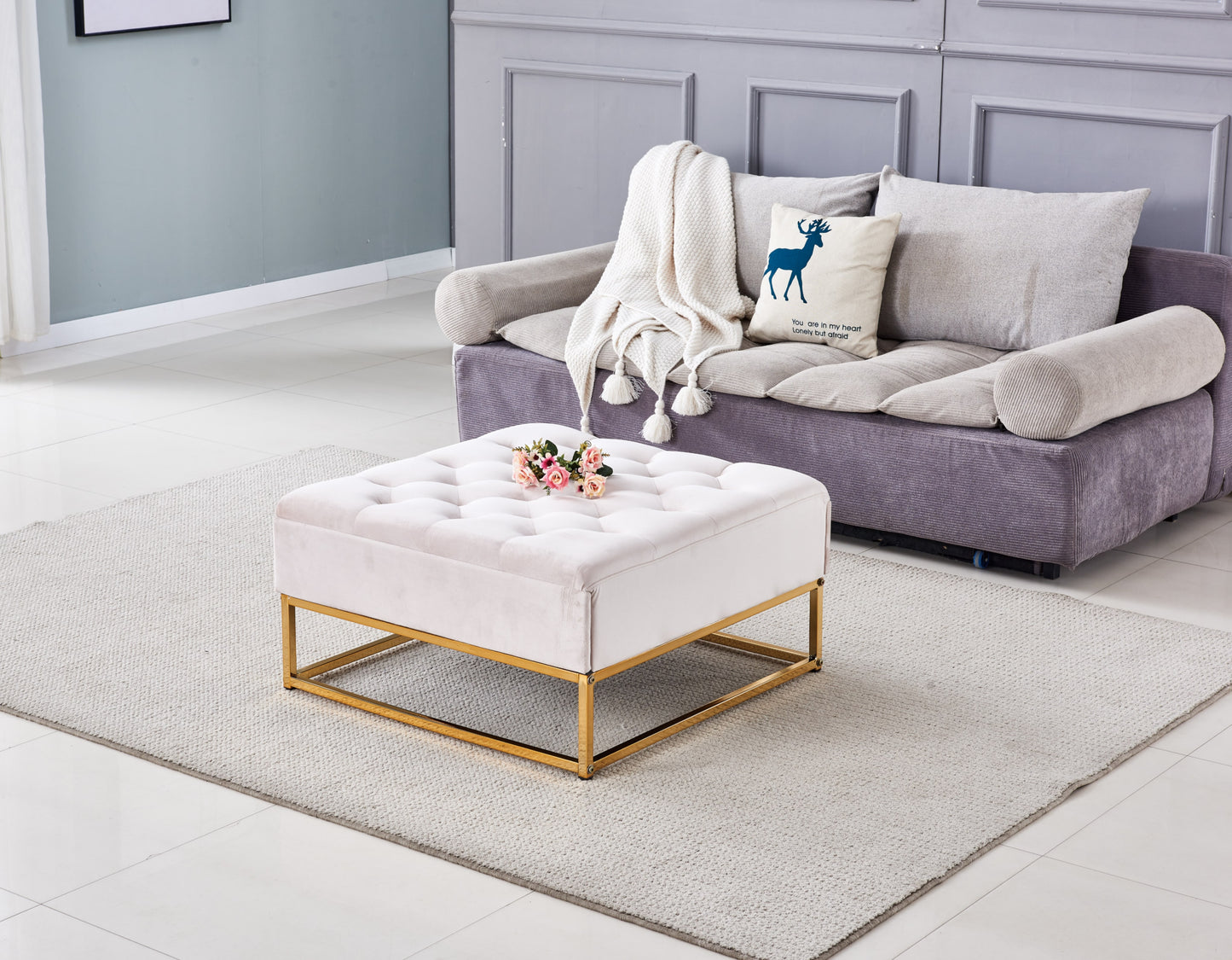 Table Basse à Tiroirs – Gold 80x80x43 cm