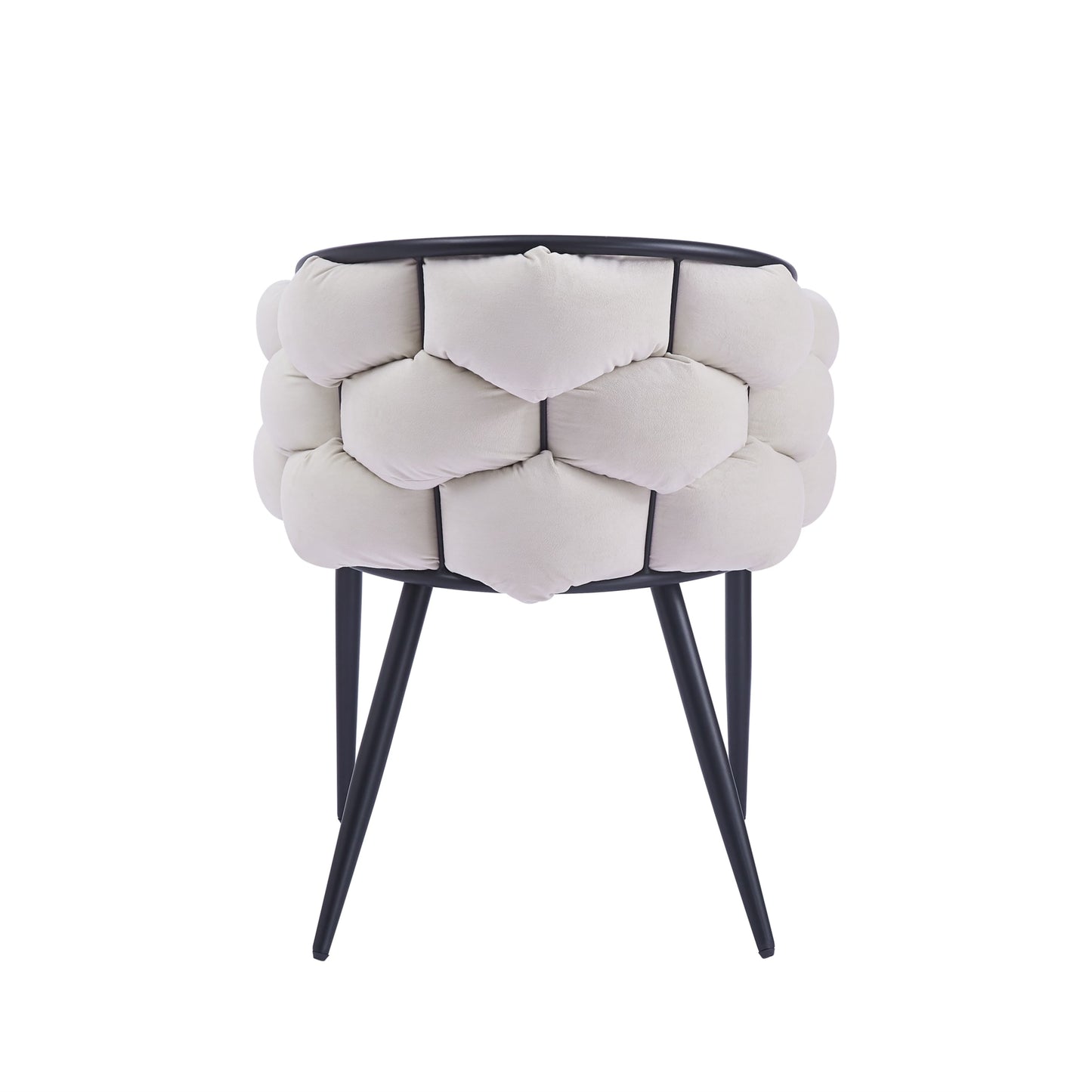 Chaise Ballon en Velours Beige avec Pieds Métal Noir – Confort et Modernité