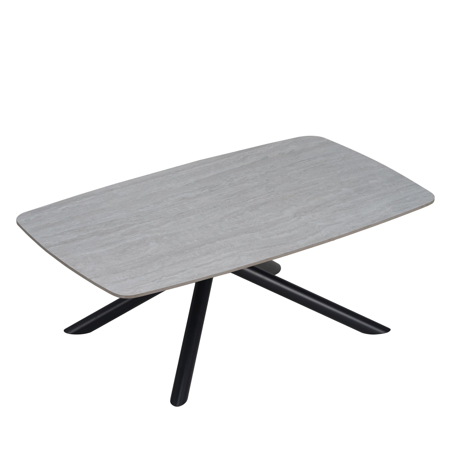 Table Basse Nysa – Pieds en Métal Noir & Plateau en Céramique 120x70x45 cm