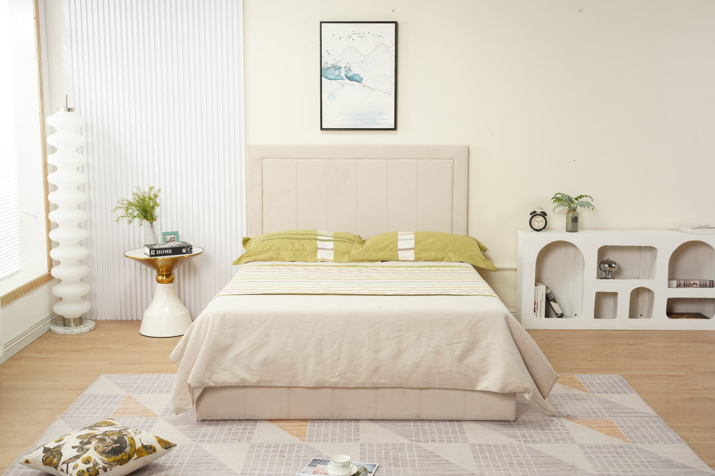 Cadre de lit Polo 140x190 cm en velours élégant – vendu sans sommier
