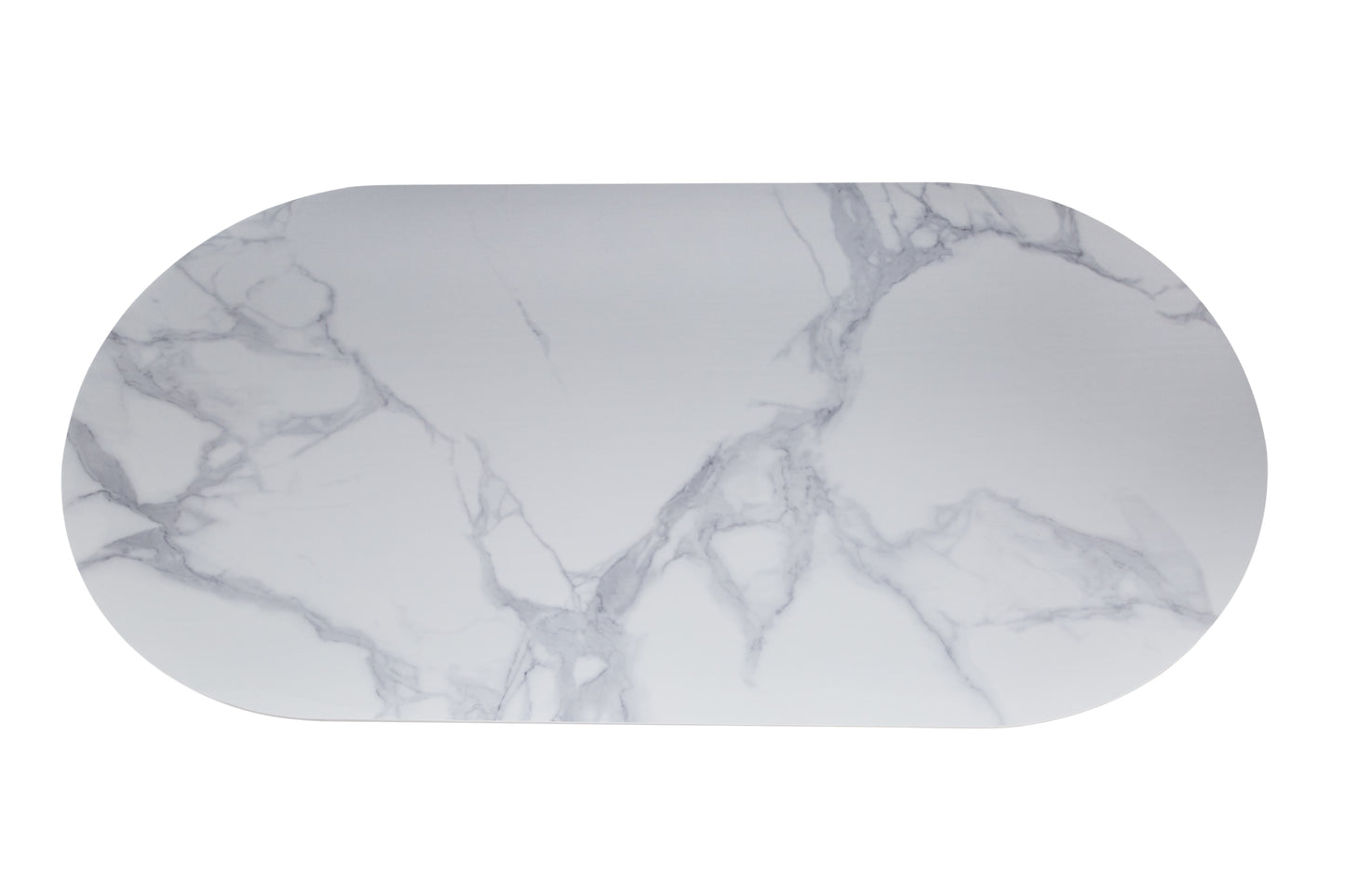 Table à manger Anna – Pieds métal noir et plateau céramique effet marbre blanc 180x90x75 cm