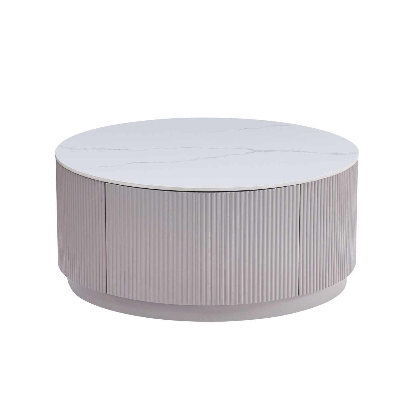 Table Basse Bari – Bois Frisé & Plateau Marbre Blanc avec Tiroir 80x45 cm