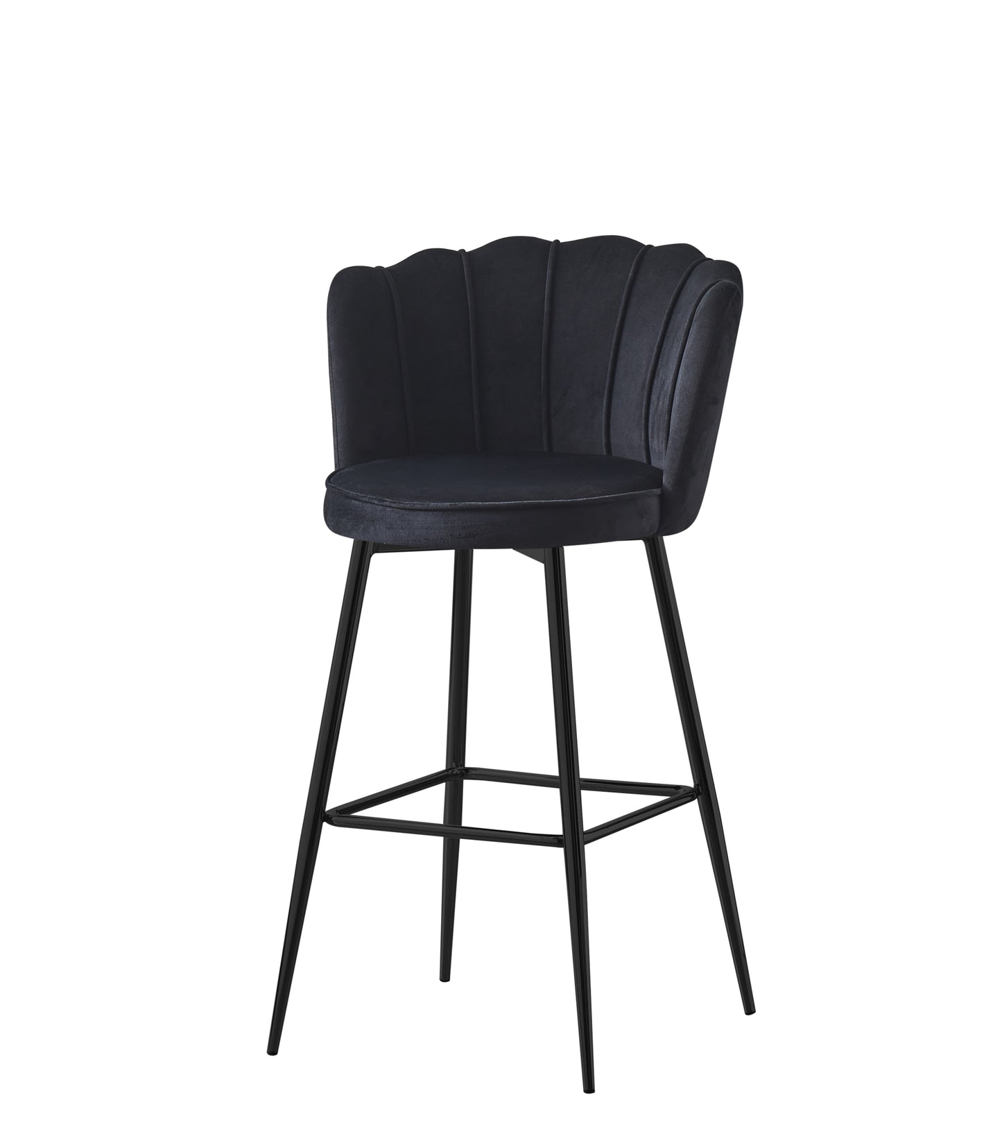 Tabouret de Bar Nymphea en Velours avec Pieds en Métal Noir – Hauteur 65 cm