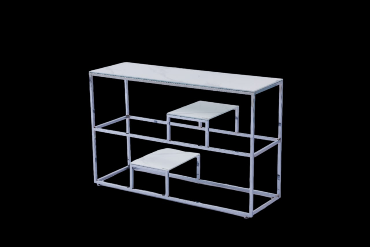Console Romy en Chrome et Marbre Blanc