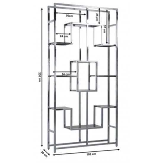Étagère Richmont – PiedsChrome & Plateaux Transparants 100x30x180 cm