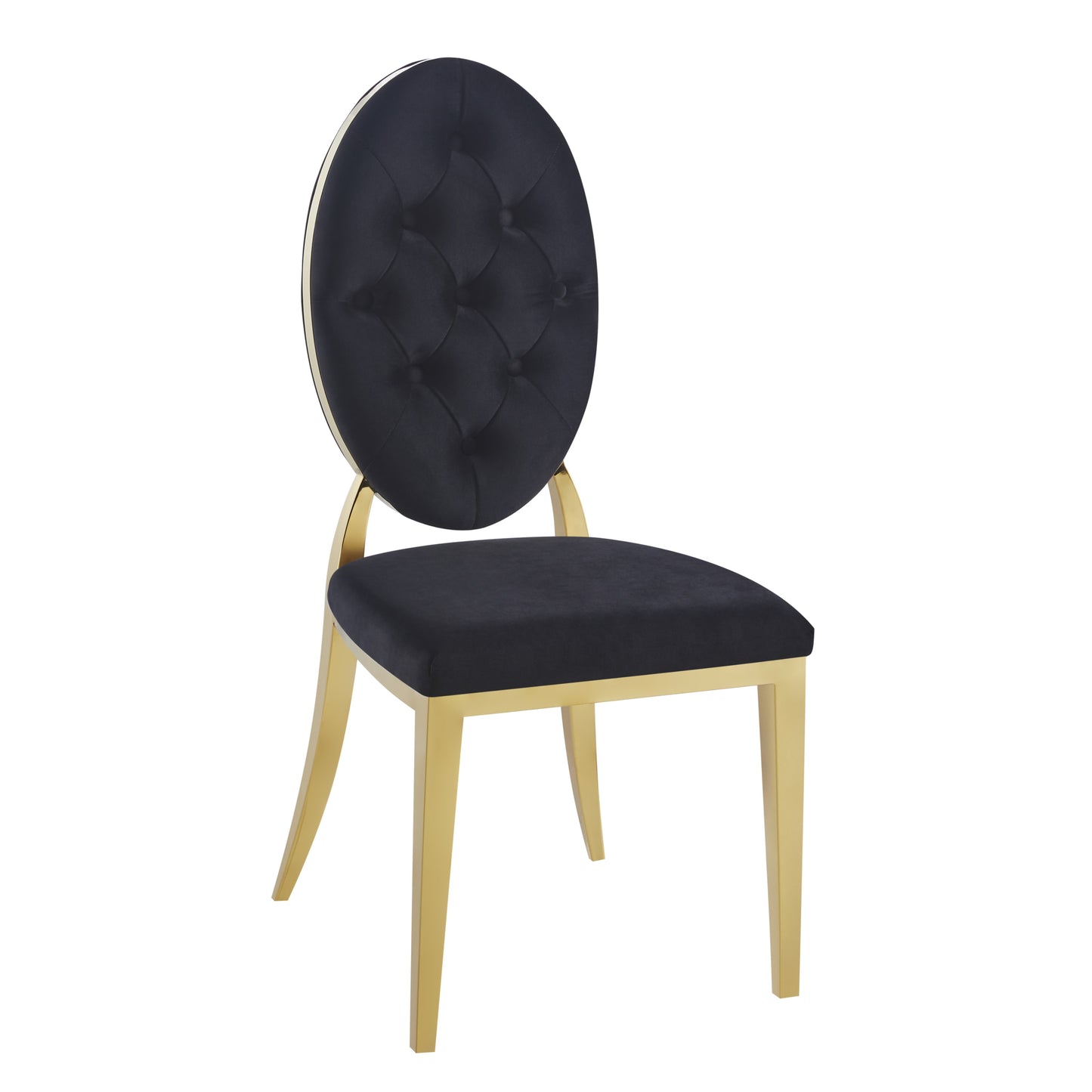 Chaise Médaillon Capitonnée en Velours avec Pieds Dorés