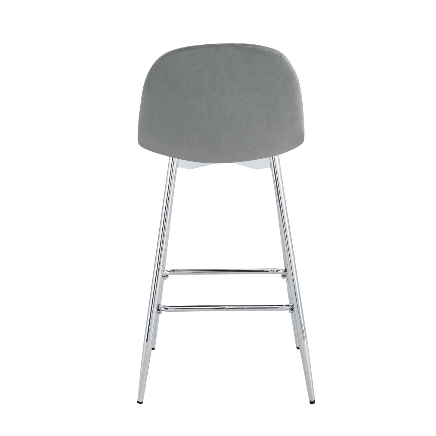 Tabouret de Bar Scandinave en Velours Gris avec Pieds Chromés – Confort et Style