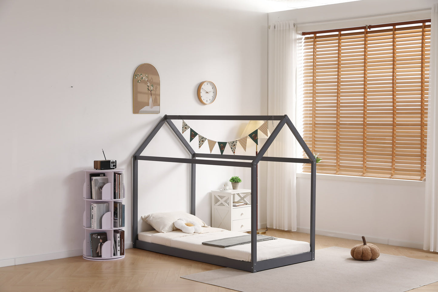 Lit enfant « Robinson Cabane » – Gris – 90x190 cm