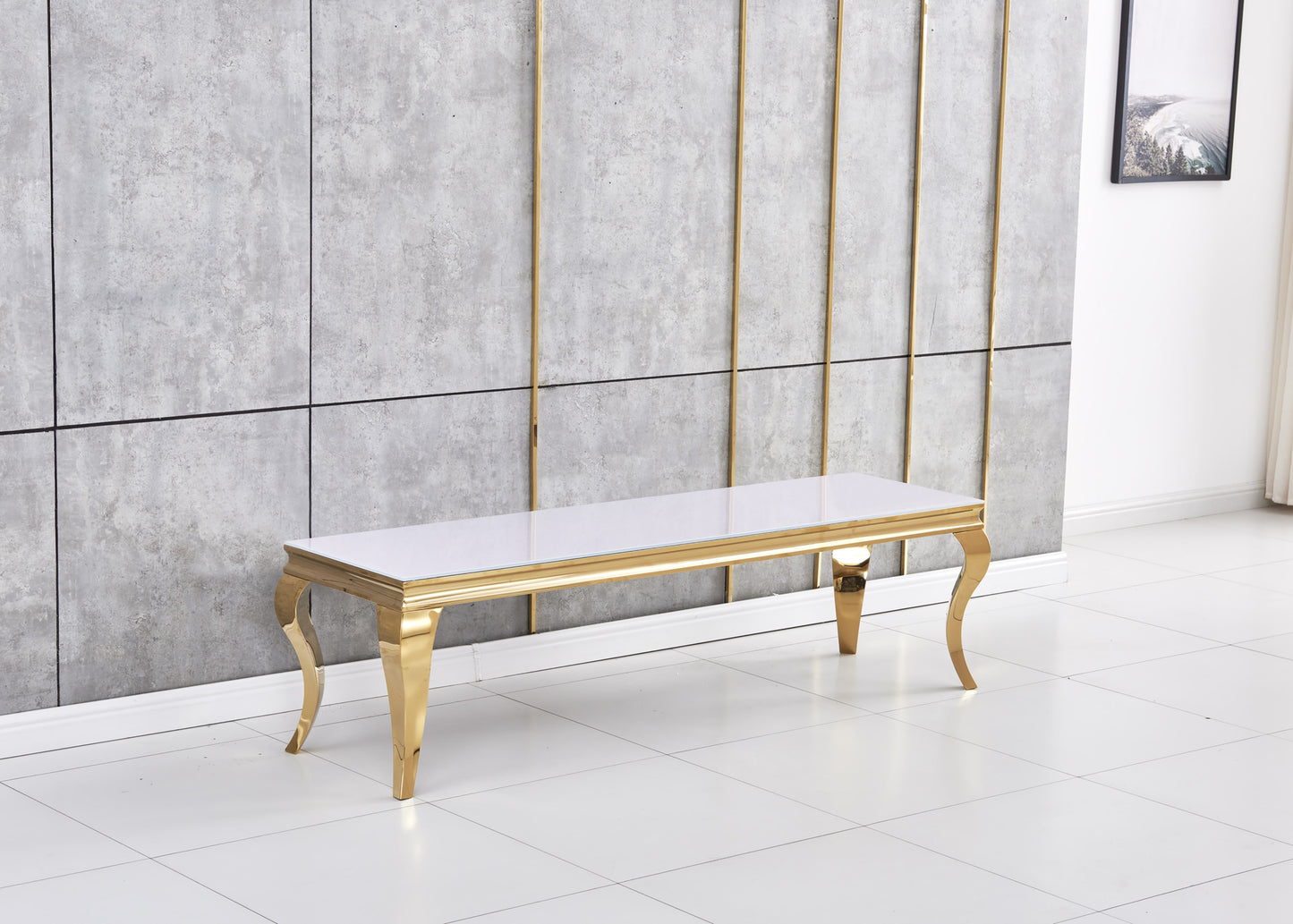 Meuble TV Baroque Gold & Blanc – 160x45x45 cm