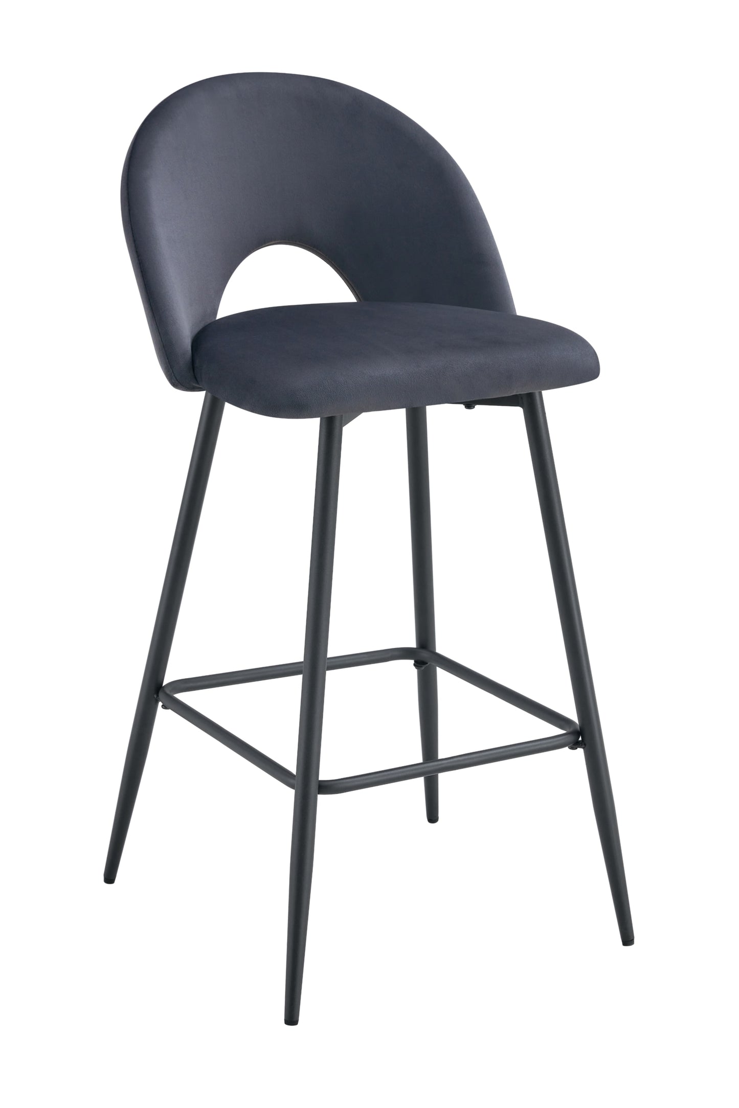 Tabouret de Bar Teddy en Velours avec Pieds en Métal Noir – Chic et Confortable