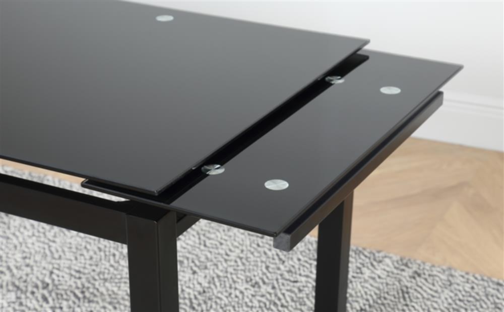 Table extensible Bora – Pieds noirs et plateau noir 110/170x70x75 cm