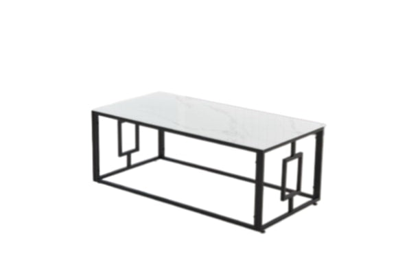 Table Basse Sophie – Métal & Marbre Blanc 120x60x45 cm