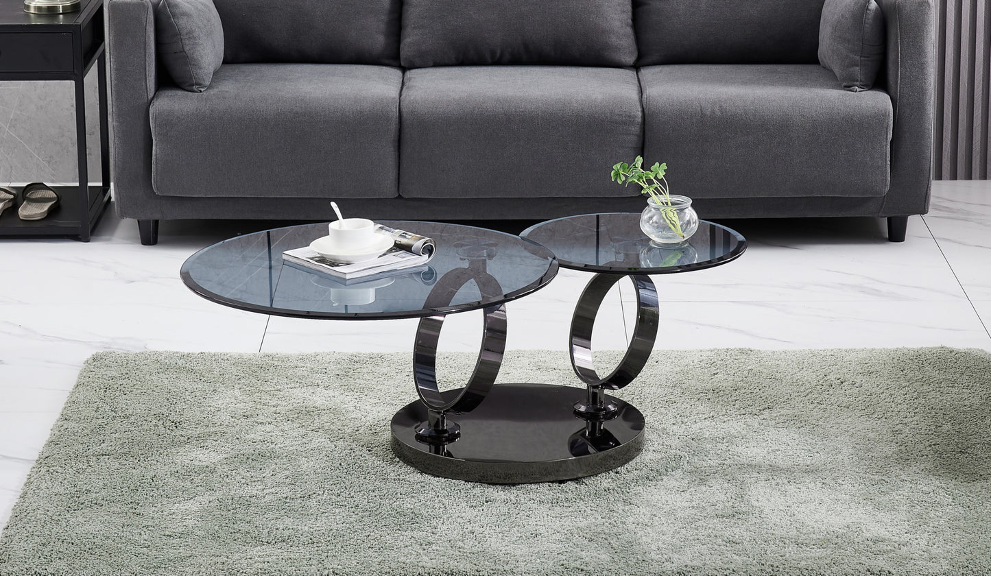 Table Basse Automat – Pieds Noir & Plateau Verre 70x45 cm