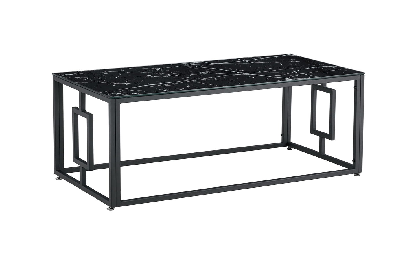 Table Basse Sophie – Pieds Métal Noir & Plateau Marbre Noir