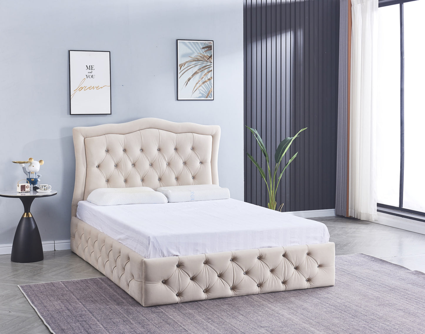 Cadre de lit Trend 160x200 cm en velours élégant – vendu sans sommier