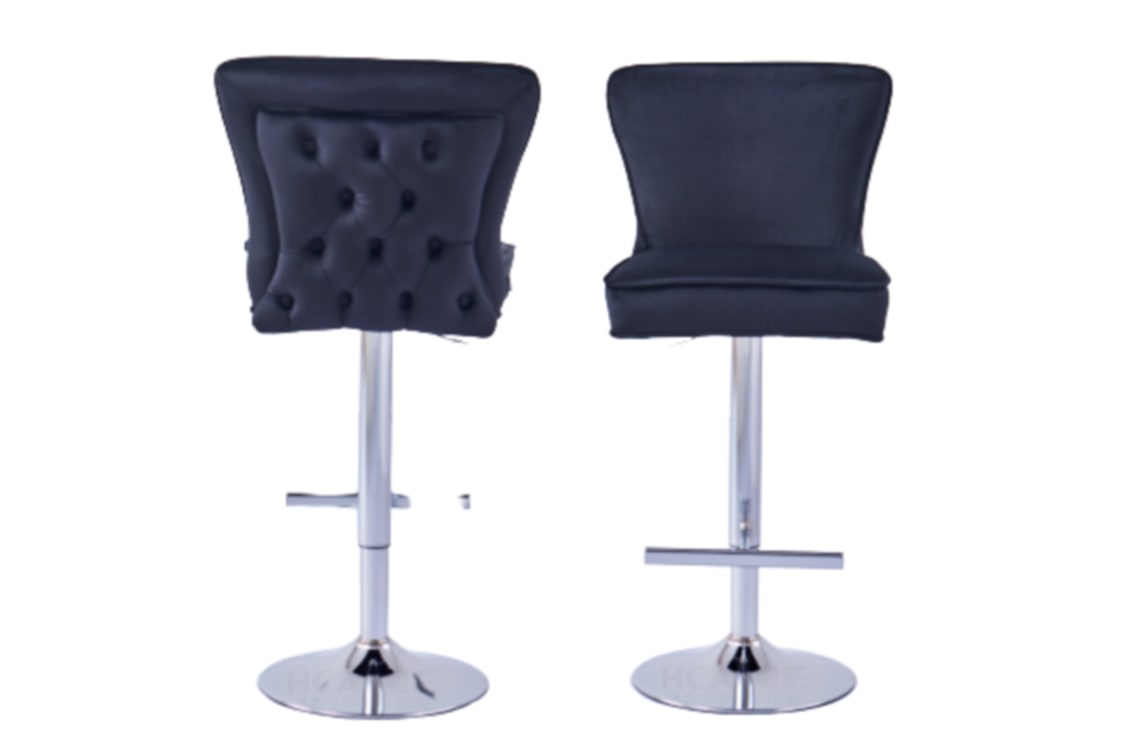 Tabouret de Bar Gabrielle en Similicuir Anthracite avec Pieds Chromés – Élégance et Confort