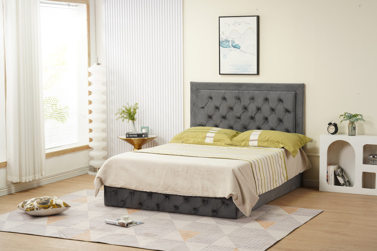 Cadre de lit Roma 160x200 cm en velours – design élégant, vendu sans sommier