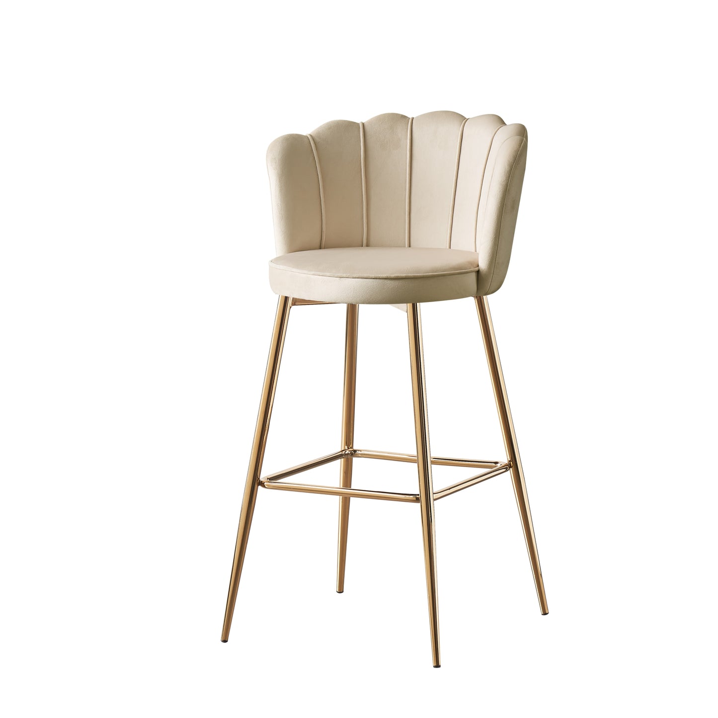 Tabouret de Bar Nymphea en Velours avec Pieds Dorés – Hauteur 65 cm