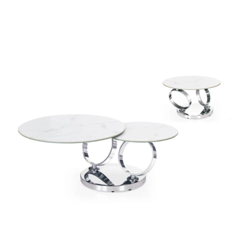 Table Basse Automat – Pieds Noir & Plateau Marbre Blanc 70x45 cm