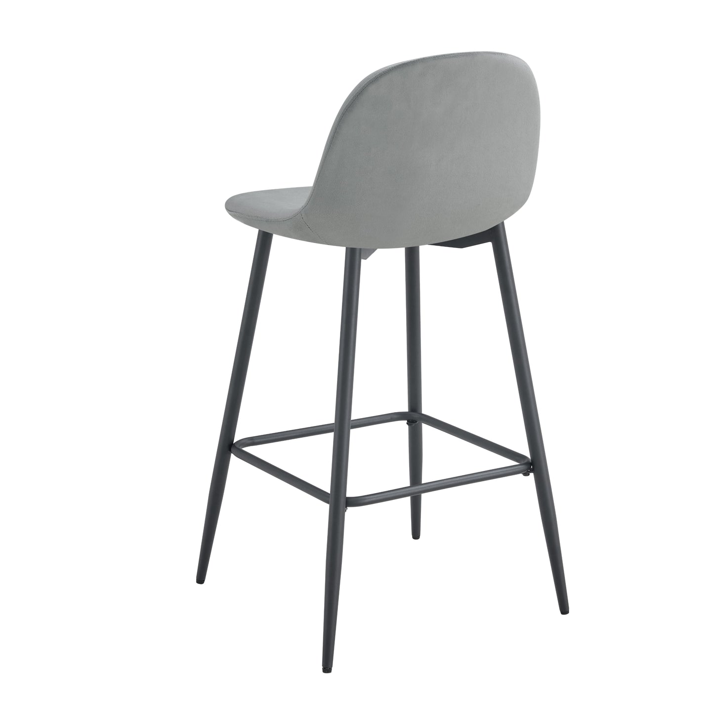 Tabouret de Bar Scandinave en Velours Gris avec Structure Métal Noir – Confort et Style