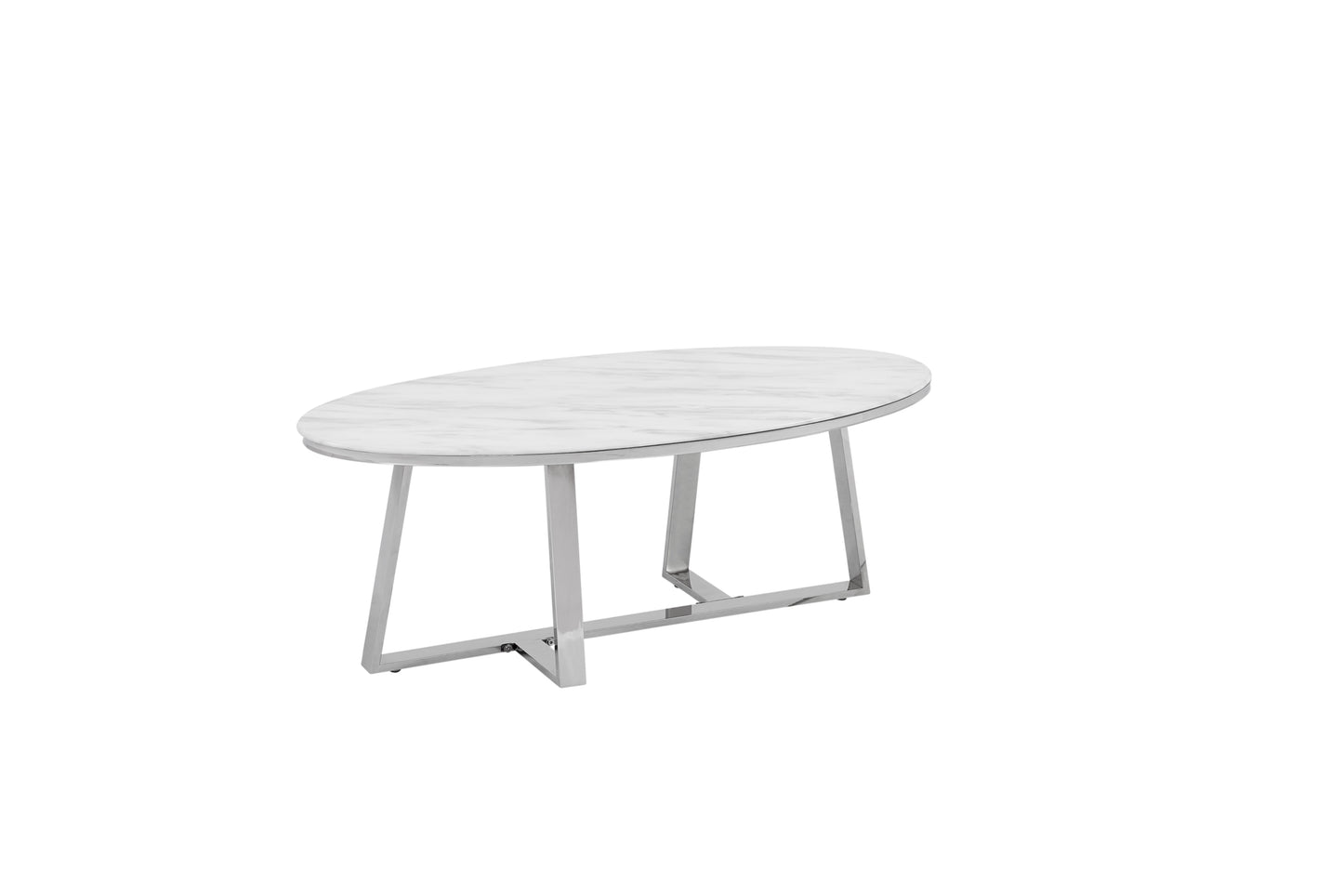 Table Basse Gamma – Pieds Chrome & Plateau Marbre Blanc 120x60x45 cm