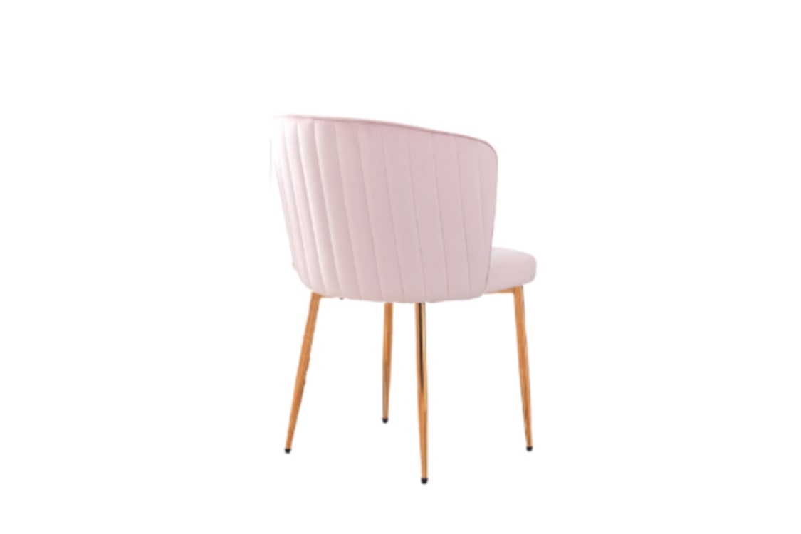 Chaise Diana en Velours Rose avec Pieds Dorés – Élégance et Confort