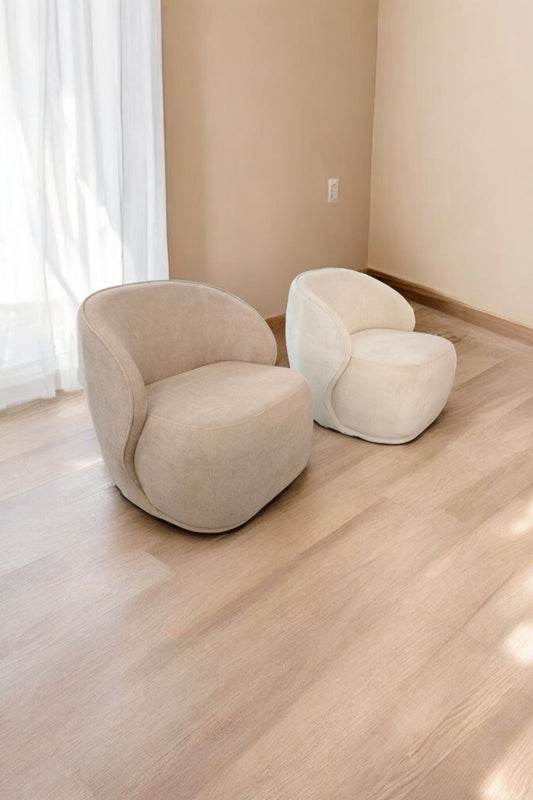 Fauteuil Pivotant Elsa – Tissu « Eau de Pêche » Élégant et Confortable