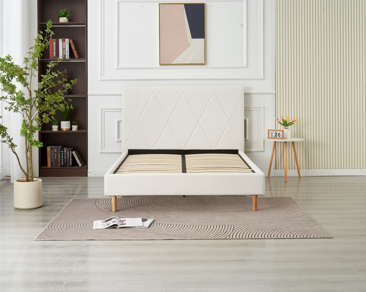 Lit Double Square – Pieds Bois 160x200 cm