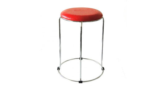 Tabouret Empilable en Similicuir Croco Rouge – Style et Praticité