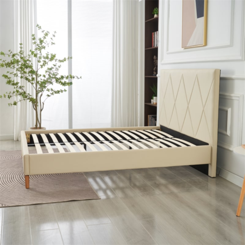 Lit Double Square – Pieds Bois 160x200 cm