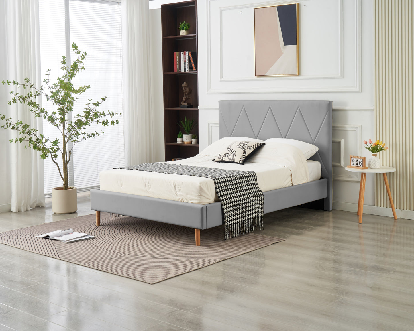 Lit Double Square – Pieds Bois 160x200 cm