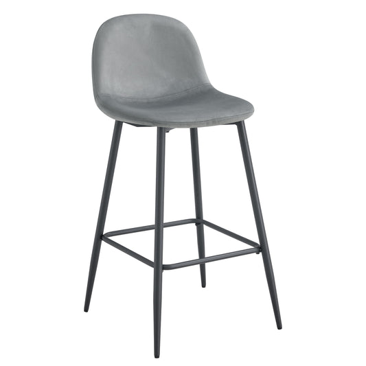 Tabouret de Bar Scandinave en Velours Gris avec Structure Métal Noir – Confort et Style