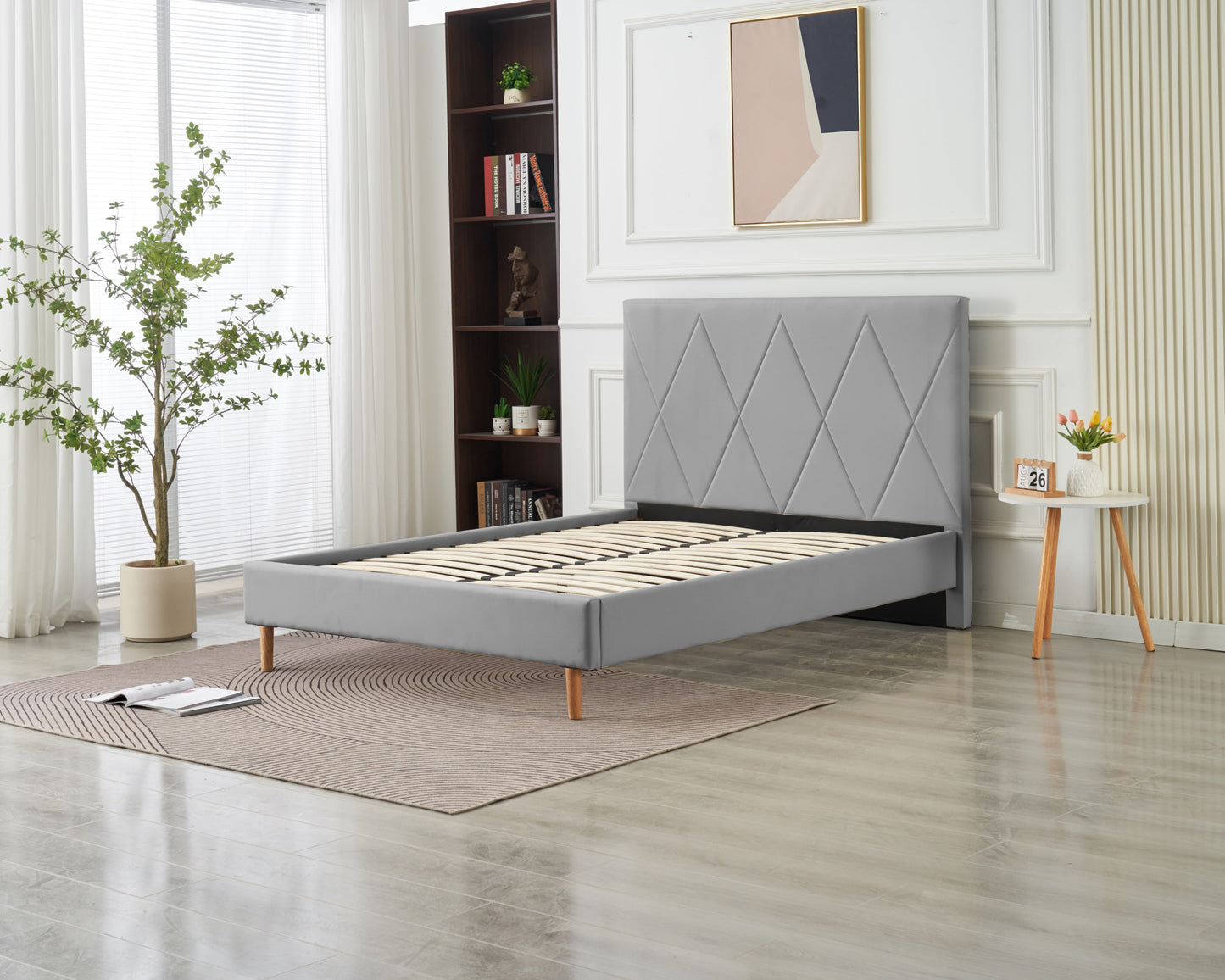 Lit Double Square – Pieds Bois 160x200 cm