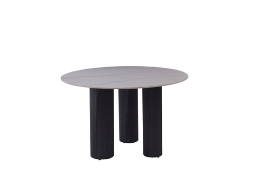 Table de repas Anaïs – Pieds métal noir et plateau céramique Ø120 cm