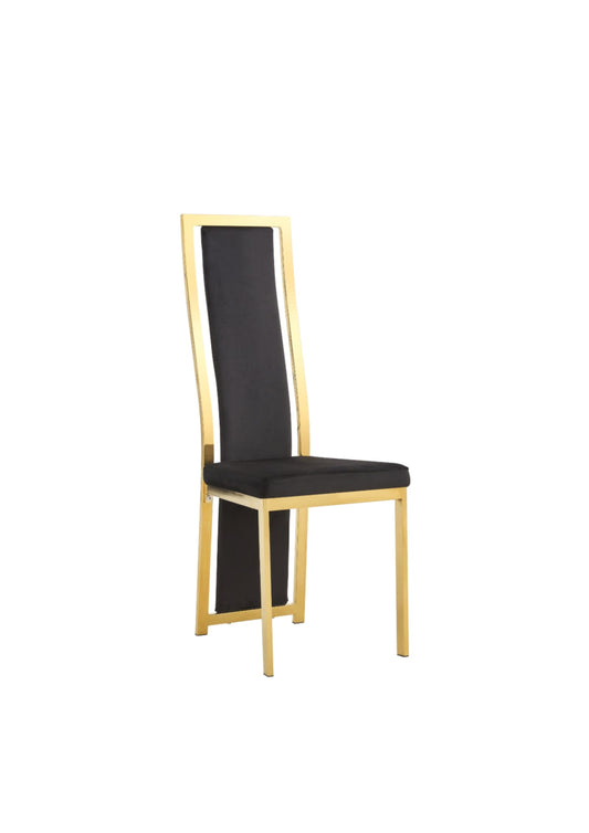 Chaise Dana en Velours Noir avec Pieds Gold