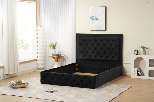 Cadre de lit Roma 140x190 cm en velours noir – vendu sans sommier