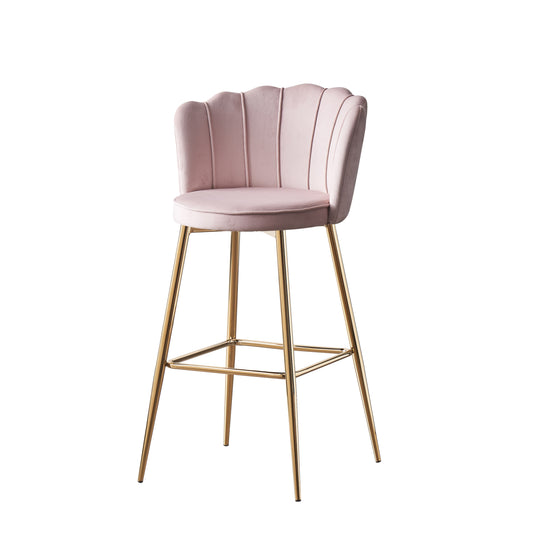 Tabouret de Bar Nymphea en Velours avec Pieds Dorés – Hauteur 65 cm