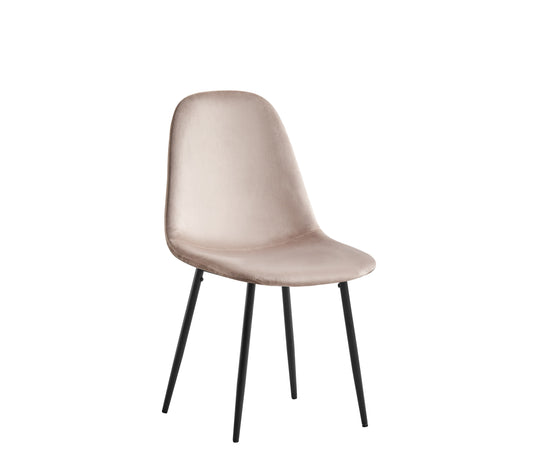 Chaise Scandinave en Velours Taupe avec Pieds Noirs – Élégance et Confort