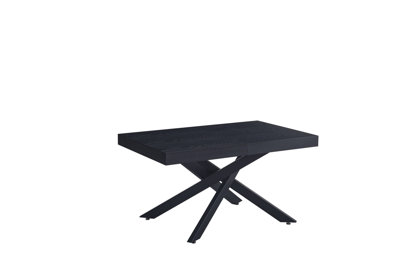 Table de repas extensible Balni – Métal noir et plateau bois noir 140/220x90 cm