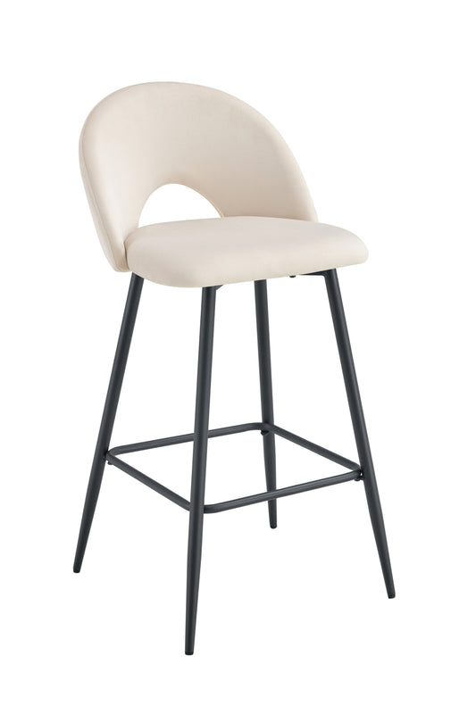 Tabouret de Bar Teddy en Velours avec Pieds en Métal Noir – Chic et Confortable