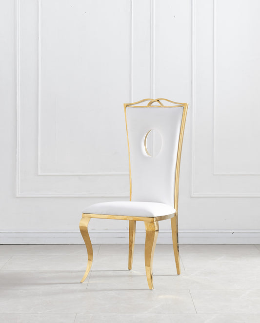 Chaise Royal en Similicuir Blanc avec Pieds Dorés – Élégance et Confort