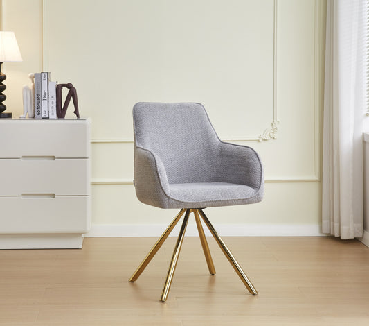 Chaise Lola avec Accoudoirs en Tissu et Pieds Dorés – Élégance et Confort