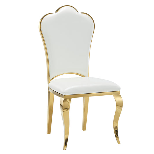 Chaise Sakura en Simili Cuir avec Pieds Dorés – Élégance et Modernité