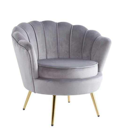 Fauteuil Nymphea – Design élégant en tissu gris avec pieds dorés