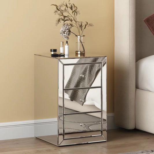 Table de chevet miroir Adel 38x38x60 cm – élégance et modernité
