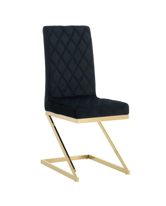 Chaise Cocomat Matelassée en Velours Noir avec Pieds Dorés – Luxe et Confort