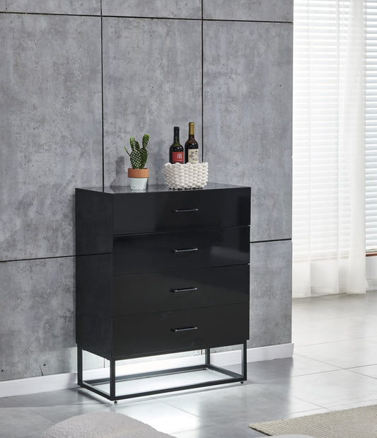Commode Alya laquée noir – Élégance contemporaine et rangement pratique