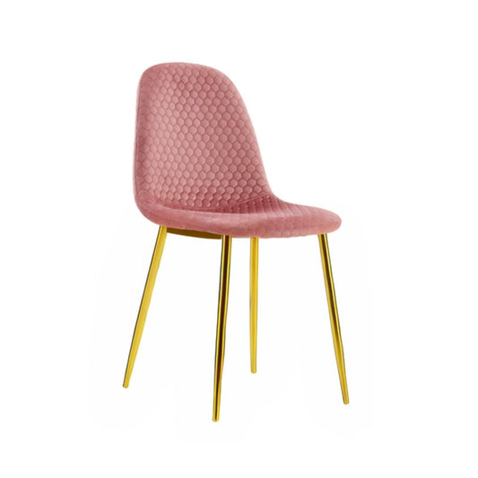 Chaise Scandinave Alvéole en Velours Vieux avec Pieds Dorés – Élégance et Confort